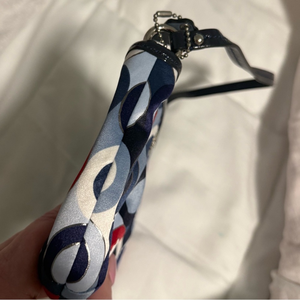 Coach Geometric Print Wristlet in Red, Blue, and White Horse and Carriage Emblem - Picture 6 of 8